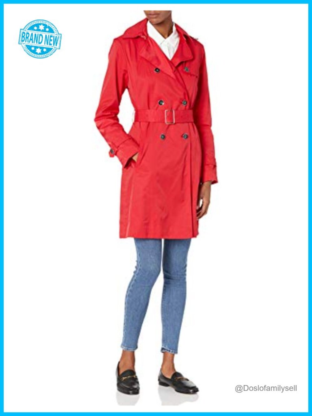 Classic Belted Trench Coat Buttoned Trapunto Stitched Belt Long Sleeve